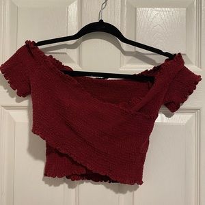 Hollister Maroon Criss-cross Crop Top